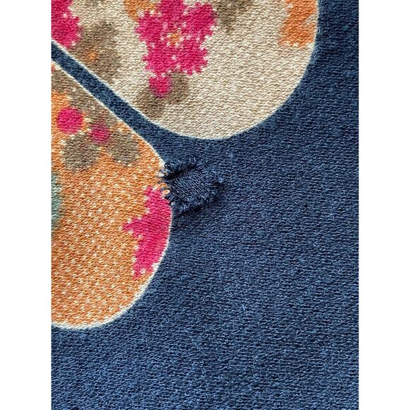 f. l. malik VTG Asian Inspired Multimedia Top XL Black Suede Floral Patchwork - Picture 9 of 9